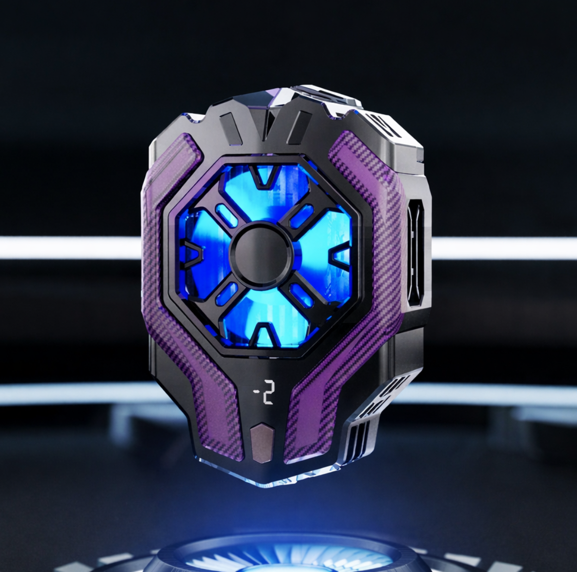 gaming phone cooling fan with three-speed adjustment and digital display